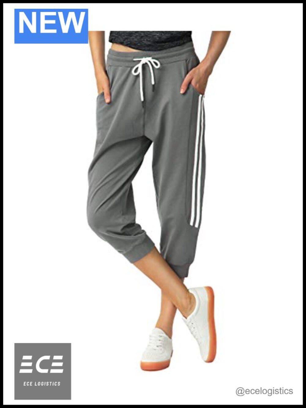 Women's Capri Sweatpants Cotton Tapered Fit Joggers Yoga Running Lounge